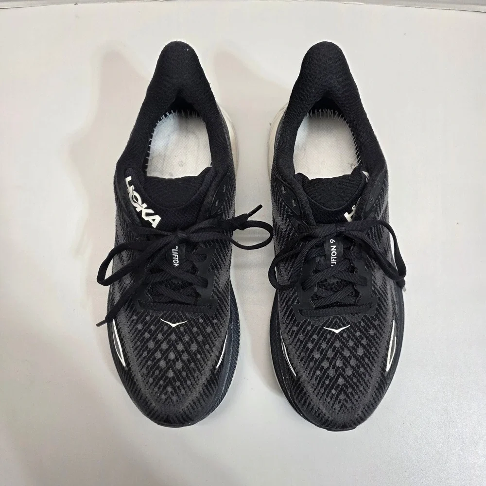 Hoka Clifton 9 Mens Black White Running Shoes Sneakers‎ 1127895 BWHT Size 7D